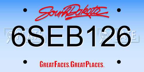6SEB126 South Dakota License Plate