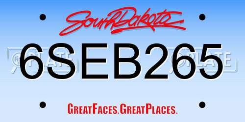6SEB265 South Dakota License Plate