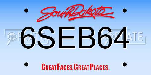 6SEB64 South Dakota License Plate
