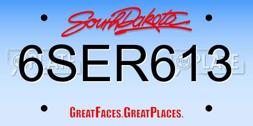 6SER613 South Dakota License Plate