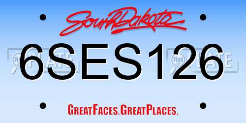 6SES126 South Dakota License Plate