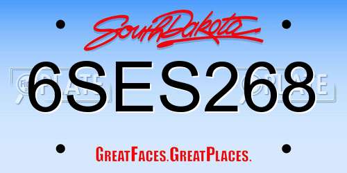 6SES268 South Dakota License Plate