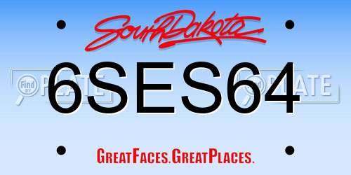 6SES64 South Dakota License Plate