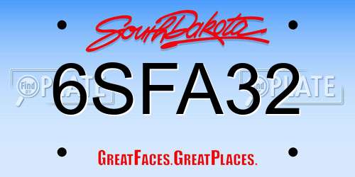 6SFA32 South Dakota License Plate