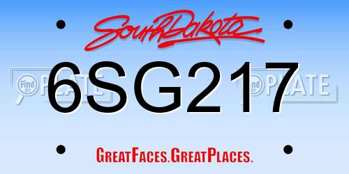 6SG217 South Dakota License Plate