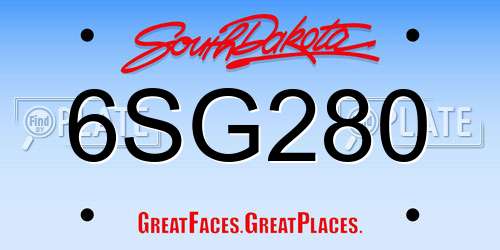 6SG280 South Dakota License Plate