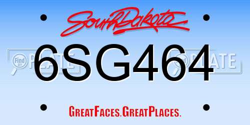 6SG464 South Dakota License Plate