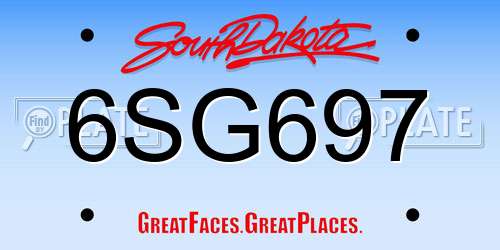6SG697 South Dakota License Plate