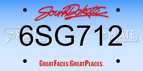 6SG712 South Dakota License Plate