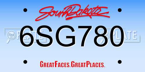 6SG780 South Dakota License Plate