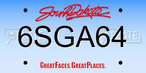 6SGA64 South Dakota License Plate