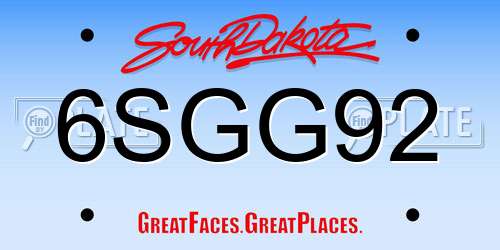 6SGG92 South Dakota License Plate