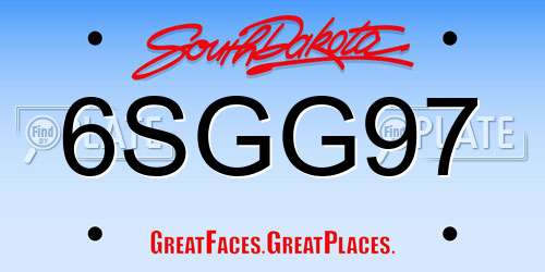 6SGG97 South Dakota License Plate