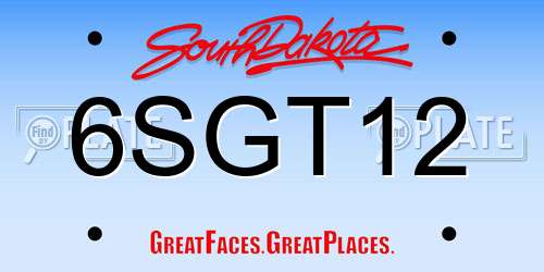 6SGT12 South Dakota License Plate