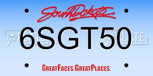 6SGT50 South Dakota License Plate