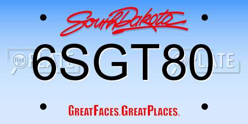 6SGT80 South Dakota License Plate