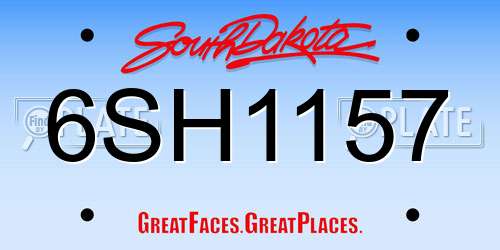 6SH1157 South Dakota License Plate