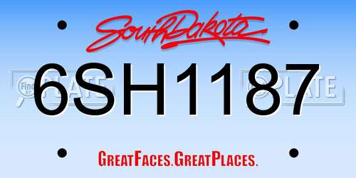 6SH1187 South Dakota License Plate