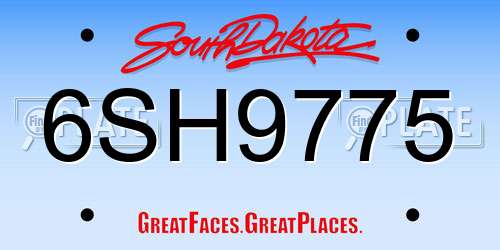6SH9775 South Dakota License Plate