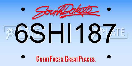6SHI187 South Dakota License Plate