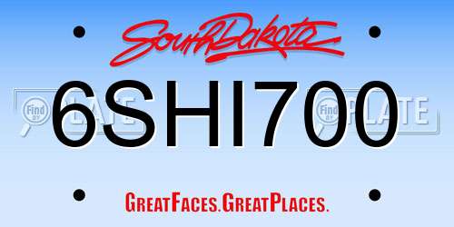 6SHI700 South Dakota License Plate