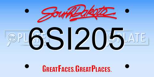 6SI205 South Dakota License Plate