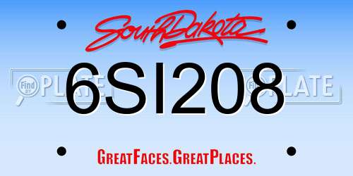 6SI208 South Dakota License Plate