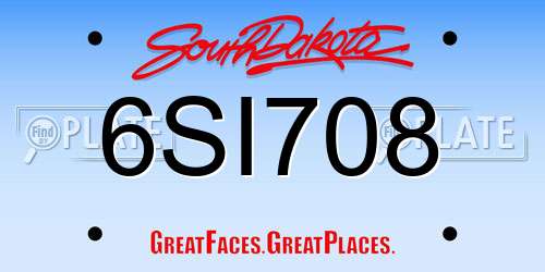 6SI708 South Dakota License Plate