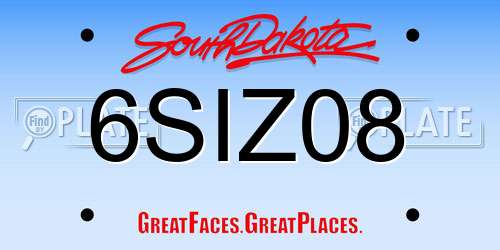 6SIZ08 South Dakota License Plate