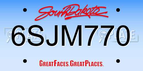 6SJM770 South Dakota License Plate