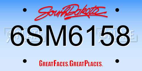 6SM6158 South Dakota License Plate