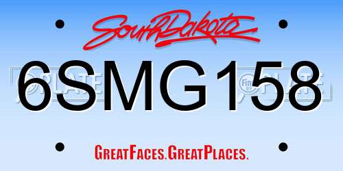 6SMG158 South Dakota License Plate