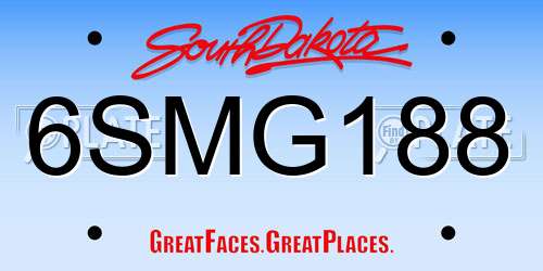 6SMG188 South Dakota License Plate