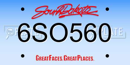 6SO560 South Dakota License Plate