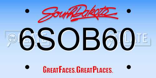 6SOB60 South Dakota License Plate