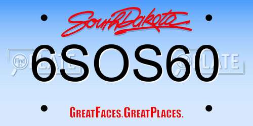 6SOS60 South Dakota License Plate