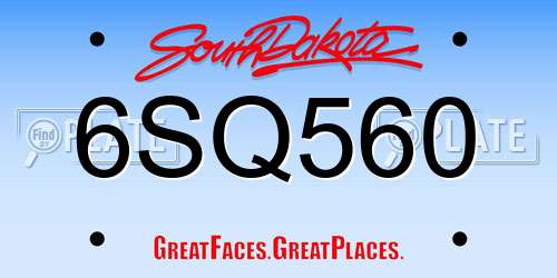 6SQ560 South Dakota License Plate
