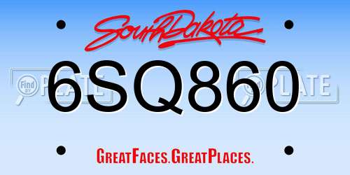 6SQ860 South Dakota License Plate
