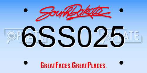 6SS025 South Dakota License Plate