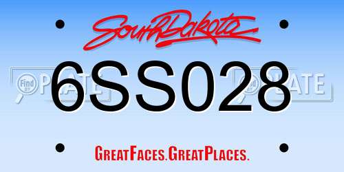 6SS028 South Dakota License Plate