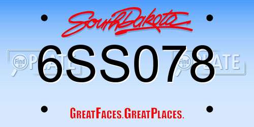 6SS078 South Dakota License Plate