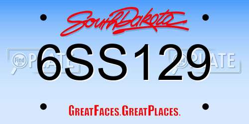 6SS129 South Dakota License Plate