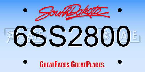 6SS2800 South Dakota License Plate