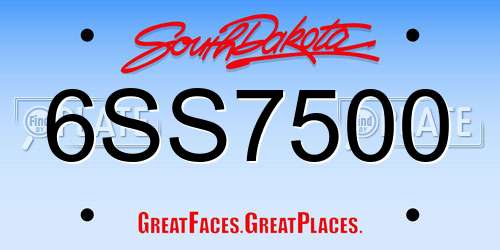 6SS7500 South Dakota License Plate