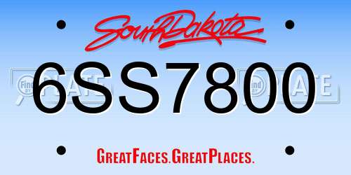 6SS7800 South Dakota License Plate