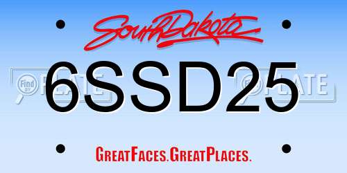 6SSD25 South Dakota License Plate