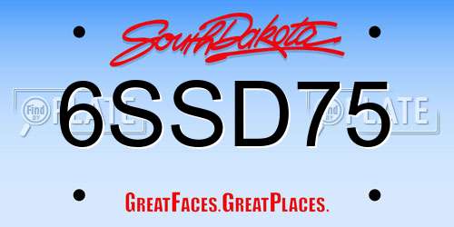 6SSD75 South Dakota License Plate