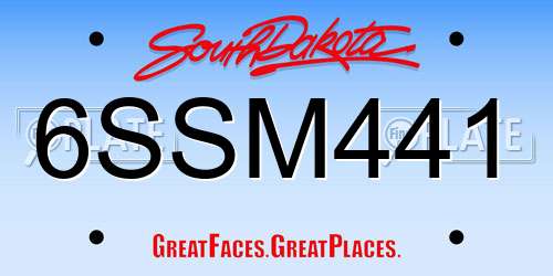 6SSM441 South Dakota License Plate