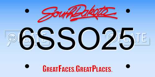 6SSO25 South Dakota License Plate
