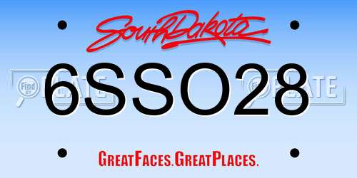 6SSO28 South Dakota License Plate